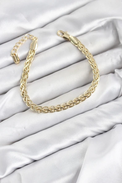 CM Singapur Zincir Model Gold Renk Pirinç Kadın Bileklik ürün görseli 1