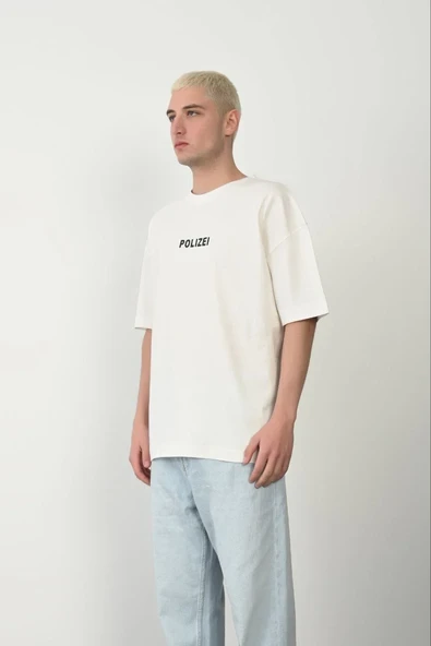 Erkek Baskılı T-shirt Kısa Kol Bisiklet Yaka Rahat Kalıp Tişört - Beyaz ürün görseli 1