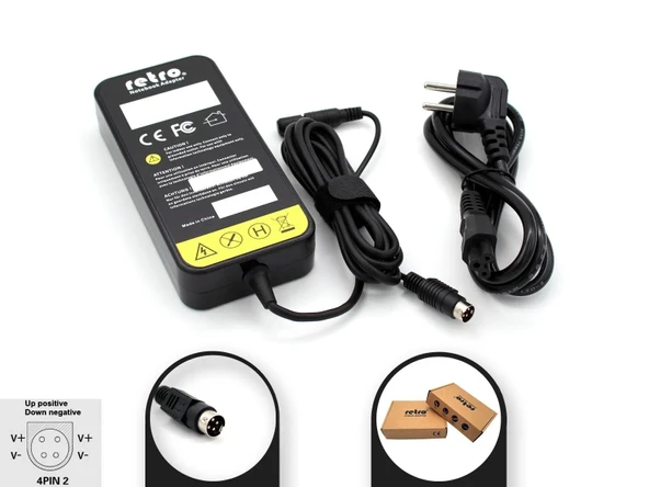 19V, 19.5V, 9.2A, 9.23A, 9.47A, 180W 4-Pin DIN Erkek 4PIN2 Adaptör RETRO ürün görseli 1