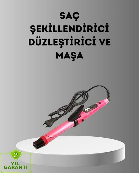 Nevamel® 2’si 1 Arada Saç Düzleştirici ve Maşa – 5 Isı Seviyesi Seramik Kaplama Döner Kablolu Ergonomik Tasarım ürün görseli 1