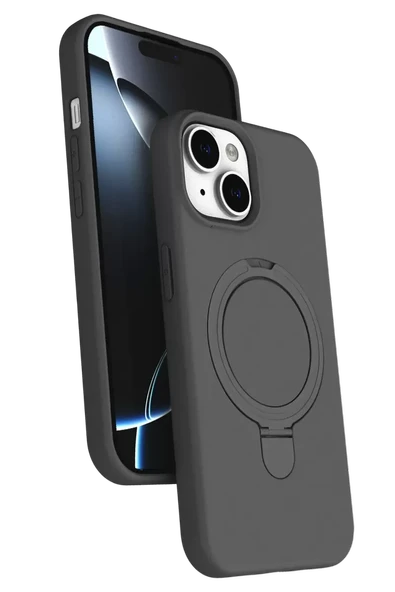 Newface Apple iPhone 15 Regal Magsafe Standlı Kapak - Titan Gri ürün görseli 1