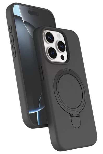 Newface Apple iPhone 15 Pro Max Regal Magsafe Standlı Kapak - Titan Gri ürün görseli 1