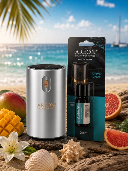 Areon Aromatik Difüzör Gümüş (Klasik Metal) + Summer Dream ürün görseli 1