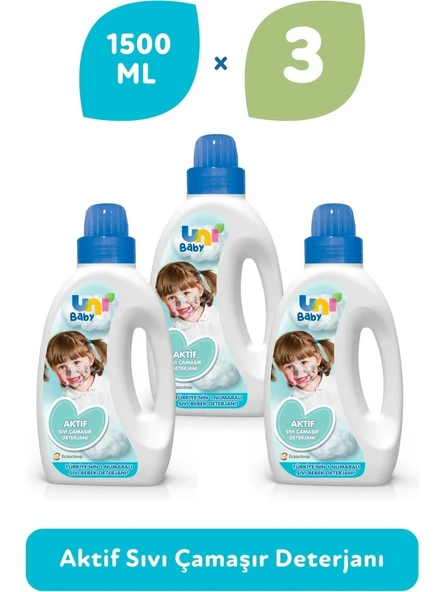 Uni Baby Aktif Sıvı Çamaşır Deterjanı 1500 ml 3 Adet ürün görseli 1