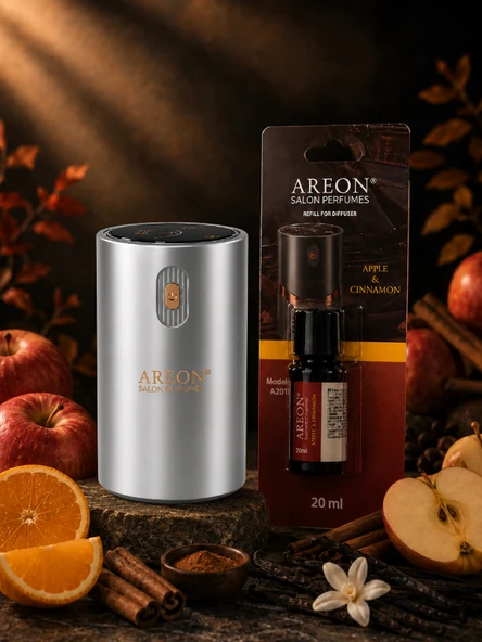Areon Aromatik Difüzör Gümüş (Klasik Metal) + Apple Cinnamon ürün görseli 1