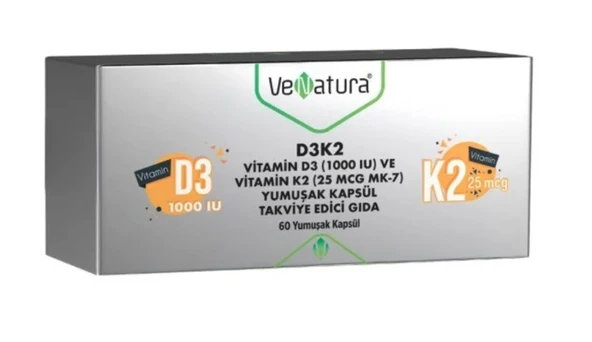 VeNatura Vitamin D3 ve Vitamin K2 60 Yumuşak Kapsül ürün görseli 1