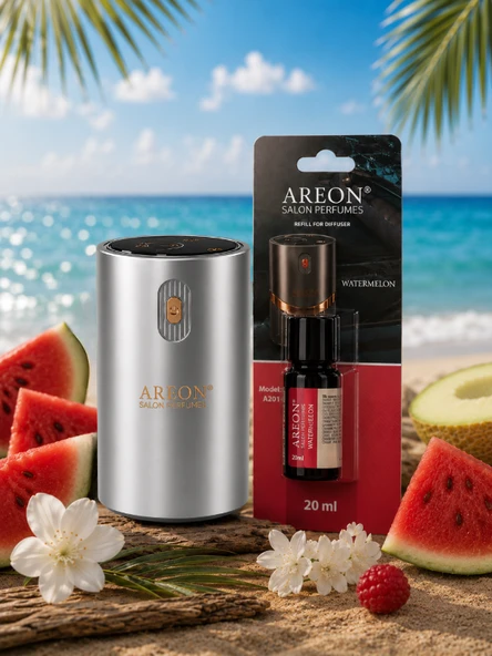 Areon Aromatik Difüzör Gümüş (Klasik Metal) + Watermelon ürün görseli 1