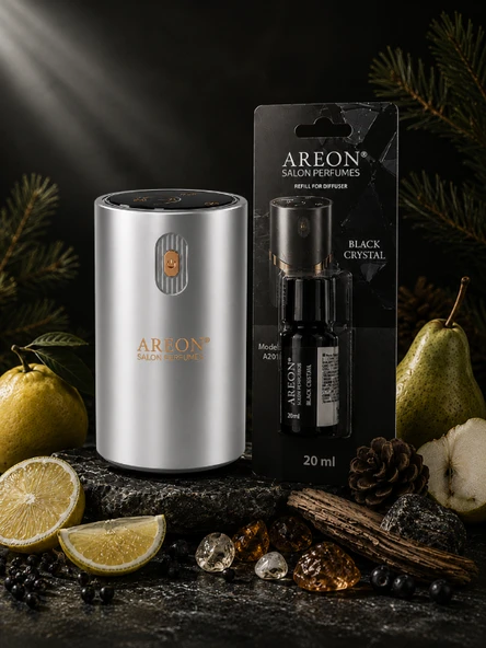 Areon Aromatik Difüzör Gümüş (Klasik Metal) + Black Crystal ürün görseli 1