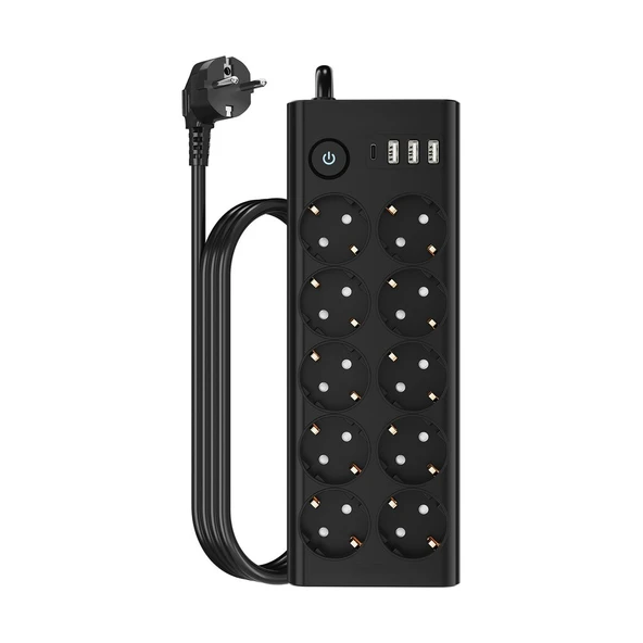 Çoklu Priz 10 lu + 3 USB + 1 Type-C 3680W 16A Anahtarlı Akım Korumalı Uzatma Prizi (2 Metre Kablo) FTR14 ürün görseli 1