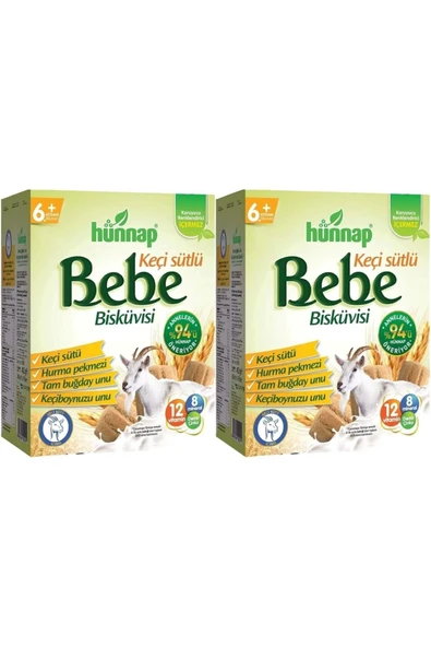 HÜNNAP BEBE BİSKÜVİSİ KEÇİ SÜTLÜ 400GR 2 Lİ SET (TOPLAM 800GR) ürün görseli 1