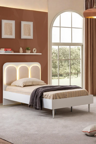 Karyola, Sardes Ledli Başlıklı Karyola 100x200 cm ürün görseli 1