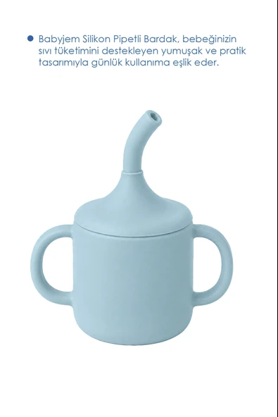 Babyjem Silikon Pipetli Bardak Mint - Resim 5
