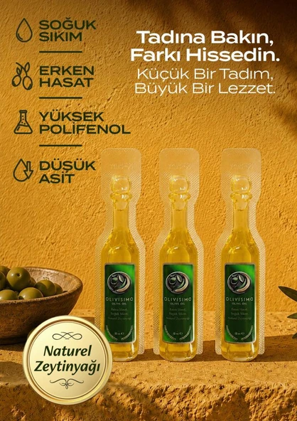 Olivisimo Erken Hasat Soğuk Sıkım Natürel Sızma Zeytinyağı Deneme Boyu 10 Ml x 3 ürün görseli 1