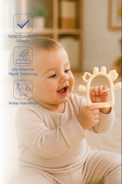 Babyjem Silikon Kolay Kavrama Diş Kaşıyıcı Ekru ürün görseli 1