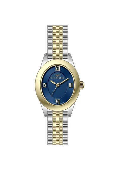 Ferro FL40170A-D3 Quartz Çelik Sarı Gri 22 mm Kadın Kol Saati ürün görseli 1