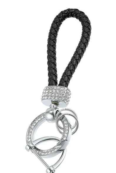 Deri Görünümlü Taşlı Oto Anahtarlık – Araç Logo Uyumlu Şık Anahtarlık ürün görseli 1