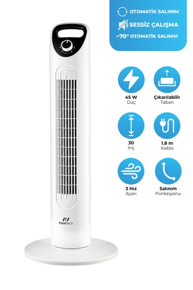 EV-30 Kule Tipi Vantilatör | Sessiz Çalışma | Şık ve Modern Tasarım | Ev ve Ofis Kullanımı ürün görseli 1