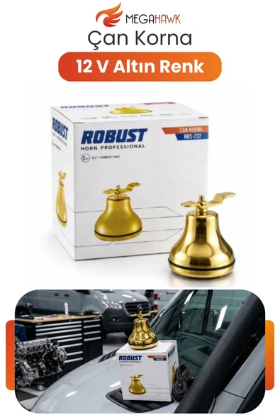 Çan Korna 12V Metal Altın Renk Yüksek Sesli Oto Korna Dayanıklı ürün görseli 1