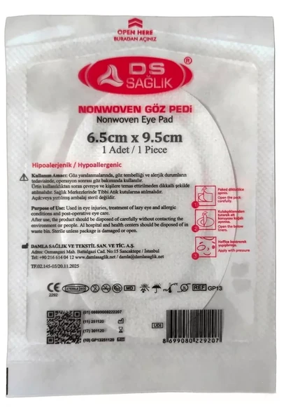 DS Plus Nonwoven Göz Pedi 6,5 x 9,5 cm (tekli) ürün görseli 1
