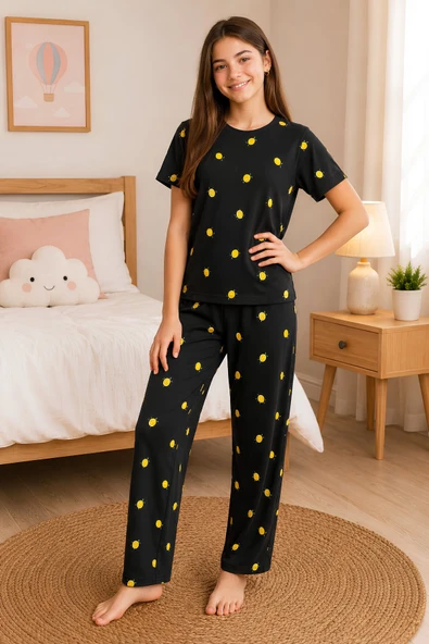 Kız Çocuk Milan Kumaş Pijama Takımı 8-16 Yaş 12700HC ürün görseli 1