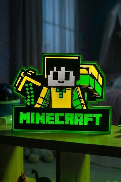 Minecraft Madenci Tasarımlı Dekoratif Aydınlatma Gece Lambası (22x17cm) ürün görseli 1