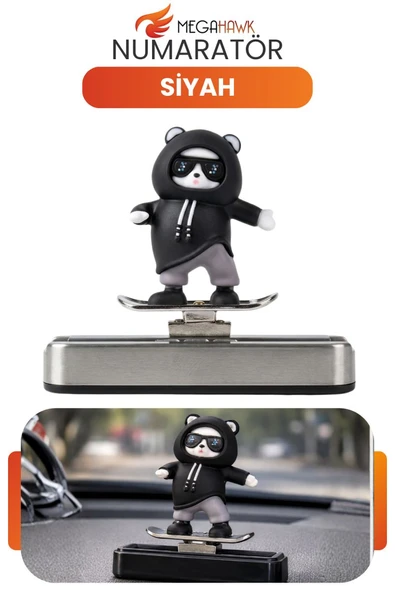 Araç İçi Numaratör Siyah Panda Figürlü Park Telefon Numarası Gizlenebilir ürün görseli 1