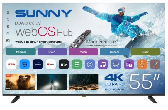 SUNNY SN55UPRL-W02M 139 Ekran 4K Ultra HD webOS Smart LED TV ürün görseli 1