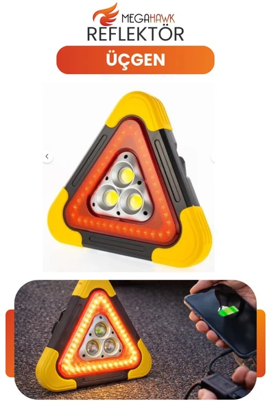 Şarjlı LED Üçgen İkaz Lambası Acil Durum Feneri USB Şarjlı Yol Güvenlik Işığı ürün görseli 1