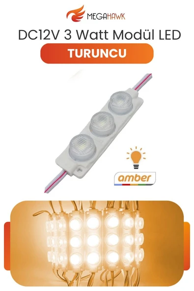 DC 12V 3W Turuncu Modül Parmak LED Su Geçirmez Tabela Aydınlatma Dekoratif LED Modül 5 Adet ürün görseli 1