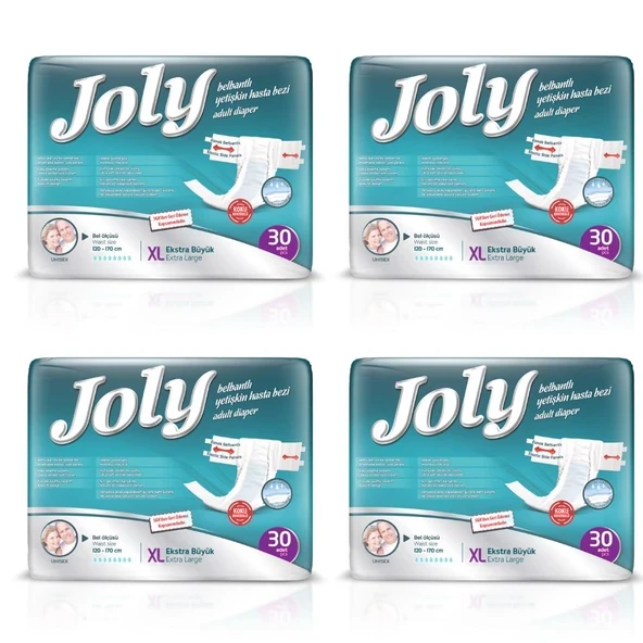 Joly Belbantlı Ekstra Büyük Boy (XL) 30'lu 4 Paket Hasta Bezi ürün görseli 1