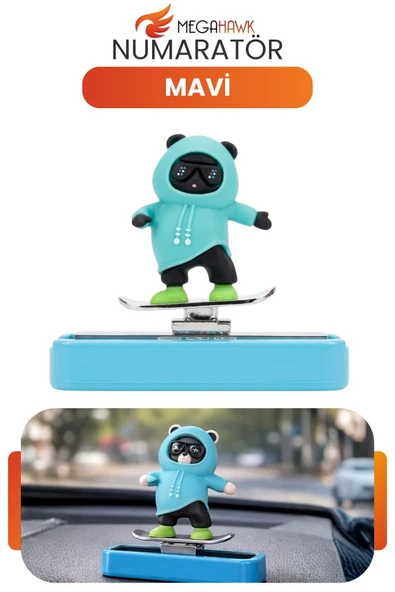 Araç İçi Numaratör Mavi Panda Figürlü Park Telefon Numarası Gizlenebilir ürün görseli 1