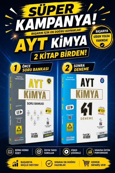 Üçgen Akademi Süper Kampanya AYT Kimya Konu  Özetli Soru Bankası + 41 Deneme ürün görseli 1