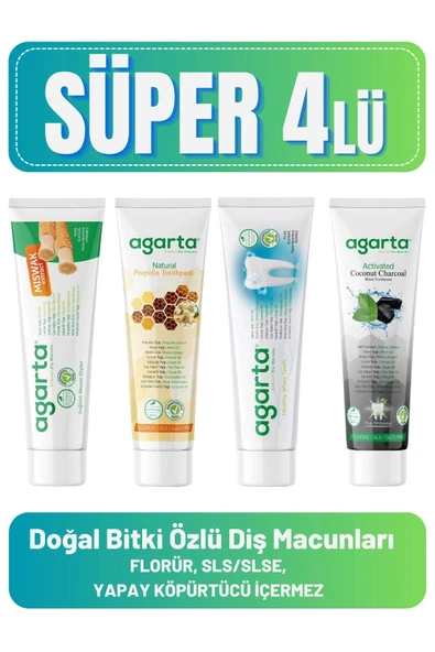 Agarta Doğal Diş Macunları(MİSVAK 100 ML PROPOLİS 100 ML BİTKİ ÖZLÜ 100 ML KARBON 100 ürün görseli 1
