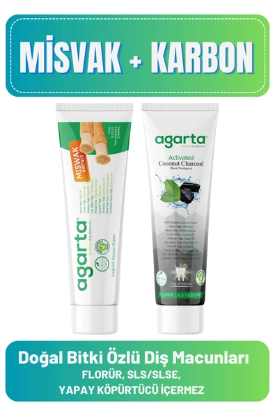 Agarta Doğal Diş Macunları(Misvak 100 ml + Karbon 100 ml) ürün görseli 1