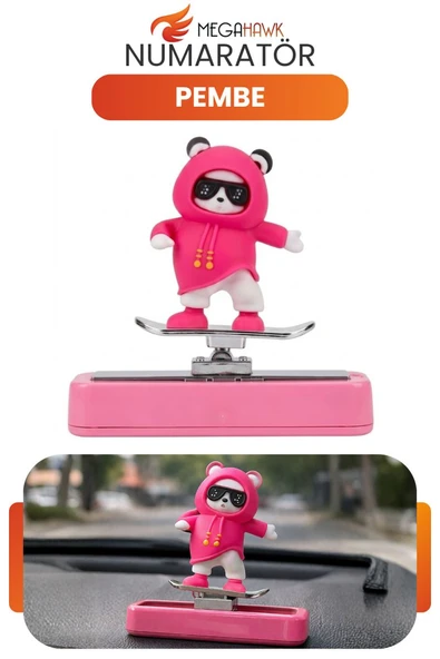 Araç İçi Numaratör Pembe Panda Figürlü Park Telefon Numarası Gizlenebilir ürün görseli 1