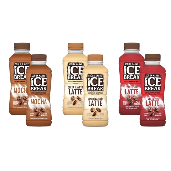 Ice Break Soğuk Kahve 375 ml 6 li Karma (Mocha - Toffee Nut - Şekersiz Latte) ürün görseli 1
