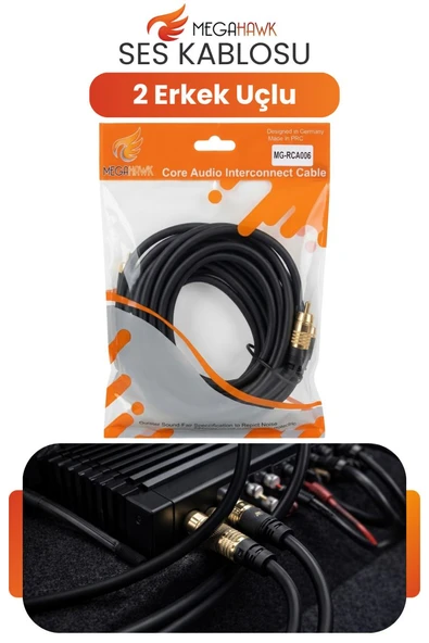 RCA Ses Kablosu 2 Erkek Uçlu Audio Interconnect Kablo Amfi Teyp Bağlantı ürün görseli 1