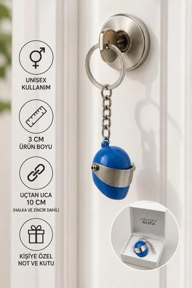 Mavi Kask Figürlü Anahtarlık Unisex Metal Anahtarlık ürün görseli 1