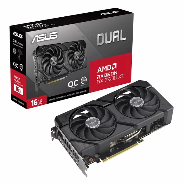 OUTLET Asus RX 7600 XT Dual OC Edition DUAL-RX7600XT-O16G 128 Bit GDDR6 16 GB Ekran Kartı ürün görseli 1