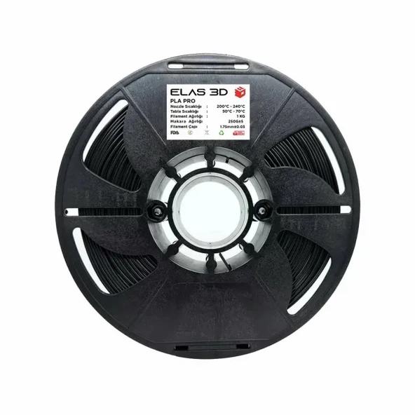 Elas 3D Siyah PLA Pro Filament - 1.75mm - 1 Kg ürün görseli 1
