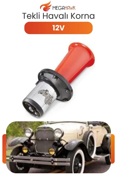 Korna 12V Tekli Havalı Korna Kırmızı Metal Kompresörlü Yüksek Ses ürün görseli 1