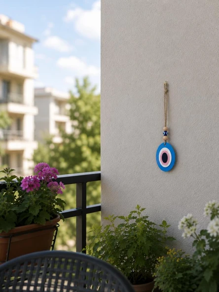 Çift Taraflı Plastik Nazar Boncuğu Duvar Süsü – Dekoratif Asma Nazar Boncuğu Kapı, Balkon ve Araç Süsü ürün görseli 1