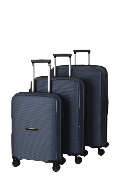 V2408 POLİCARBON VALİZ SİYAH SET - Resim 7