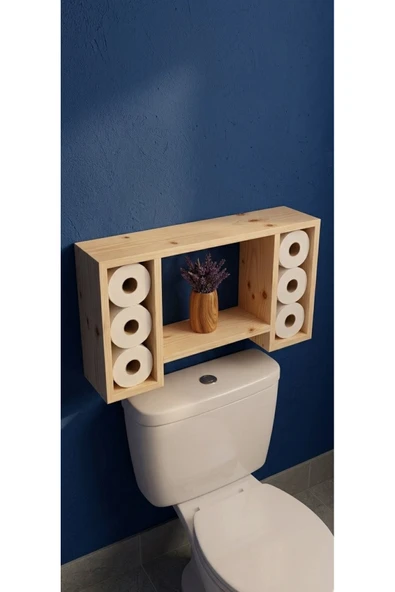 Ev dekka Dekoratif Ahşap Banyo Düzenleyici Raf - 6 Bölmeli (40x70x10 cm) ürün görseli 1
