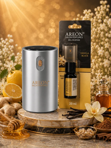 Areon Aromatik Difüzör Gümüş (Klasik Metal) + Vanilla Black ürün görseli 1