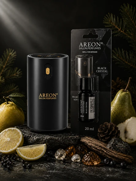 Areon Aromatik Difüzör Siyah (Klasik Metal) + Black Crystal ürün görseli 1
