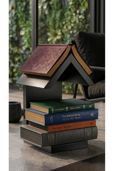 Ev dekka Minimalist Masif Ahşap Kitap Tutucu ve Sergileme Ünitesi - Antrasit / Kestane / Siyah ürün görseli 1