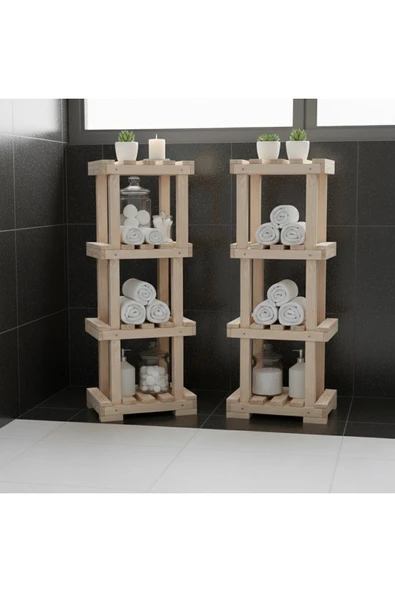 Ev dekka Ahşap Çiçeklik Standı 4 Katlı Saksı Standı Dekoratif Ahşap Raf 120 cm Kitaplık Bahçe Balkon Standı ürün görseli 1