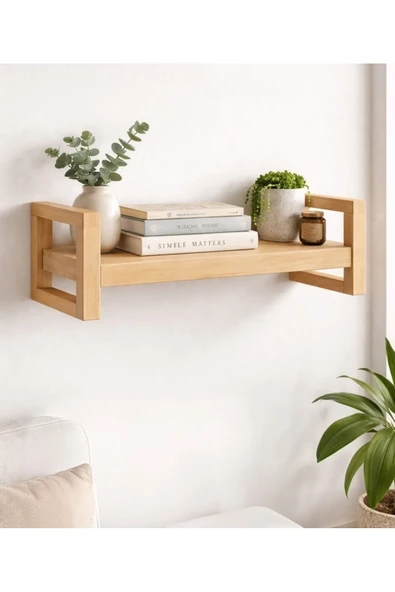 Ev dekka Doğal Masif Ahşap Kitaplık ve Dekoratif Duvar Rafı - 30x8x11 cm Modern Tasarım ürün görseli 1