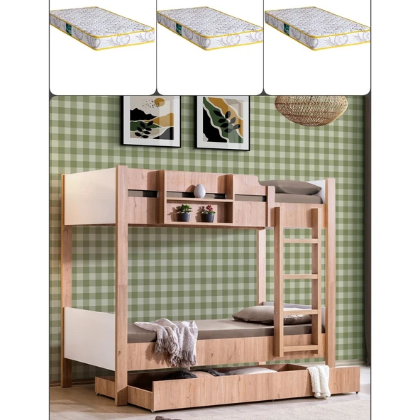 Ranza, Asya Ayrılabilir Yavrulu Ranza, Ceviz - Beyaz + 3 Adet Comfort Yatak ürün görseli 1